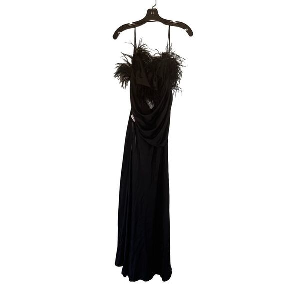 PatBo feather trim slip dress black US4 - Picture 7 of 13